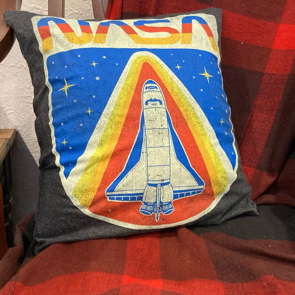 Handmade retro vintage look NASA T-shirt pillow